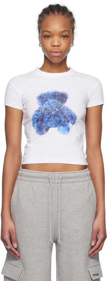 Съкратен топ We11done We11done Studded Bear Cropped T-Shirt Бяло | WD-TT0-25-754-W-WH, 0