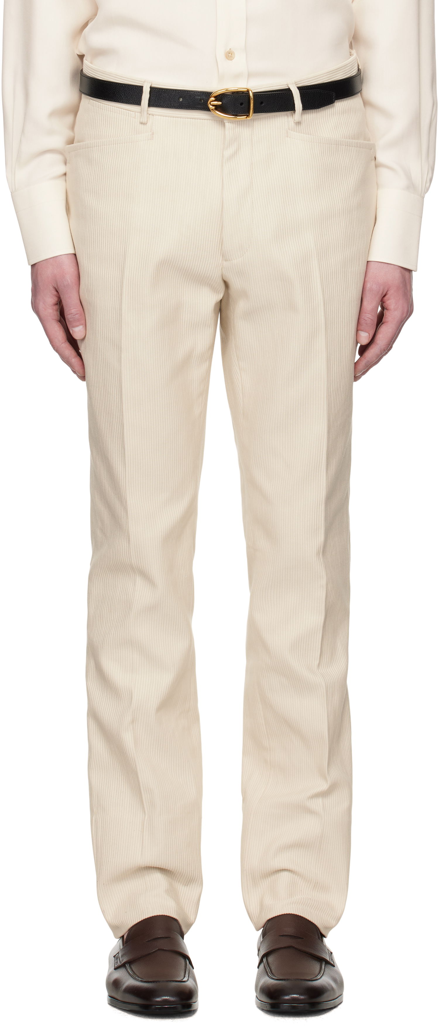 Панталони Tom Ford TOM FORD Summer Cord Dyllan Trousers Бежово | PLPW01-CGS70, 0