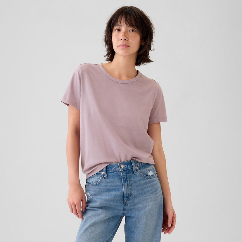 Тениска GAP T-shirt Shortsleeve Vneck Lavender Mist S Сиво | 545906-01