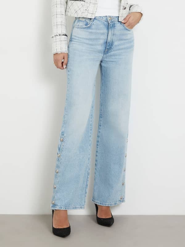 Дънки GUESS High Rise Wide Leg Denim Pant Синьо | W4GA98D5BO0, 0