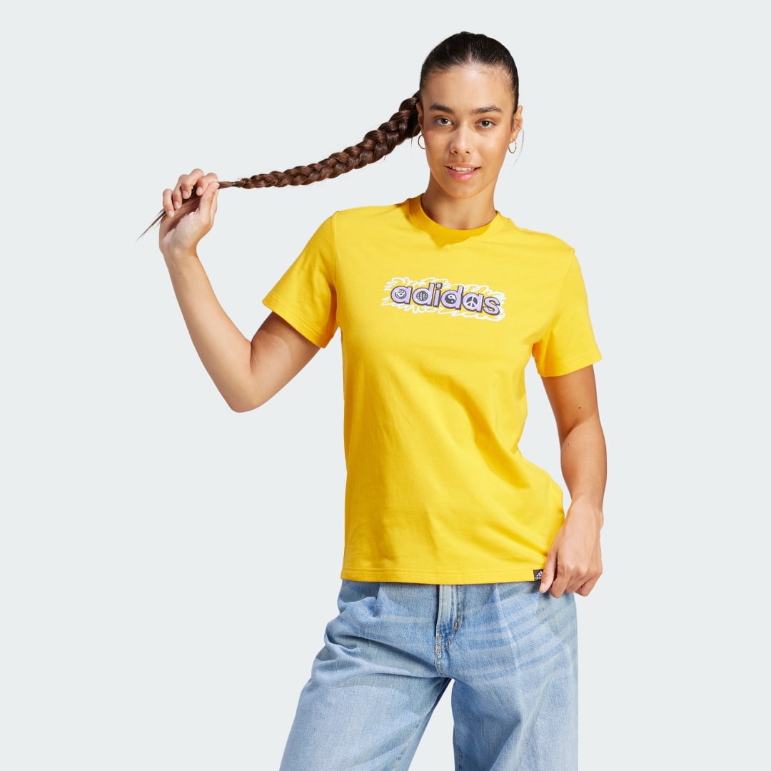 Тениска adidas Performance Doodle Graphic T-Shirt Жълто | IJ7328, 0