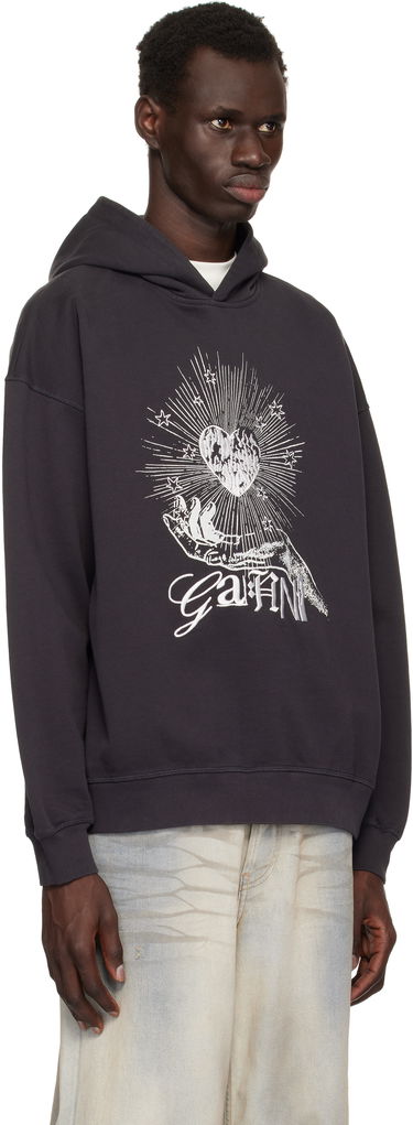 Суитчър GANNI Ganni Isoli Heart Oversized Hoodie Сиво | T4082, 1