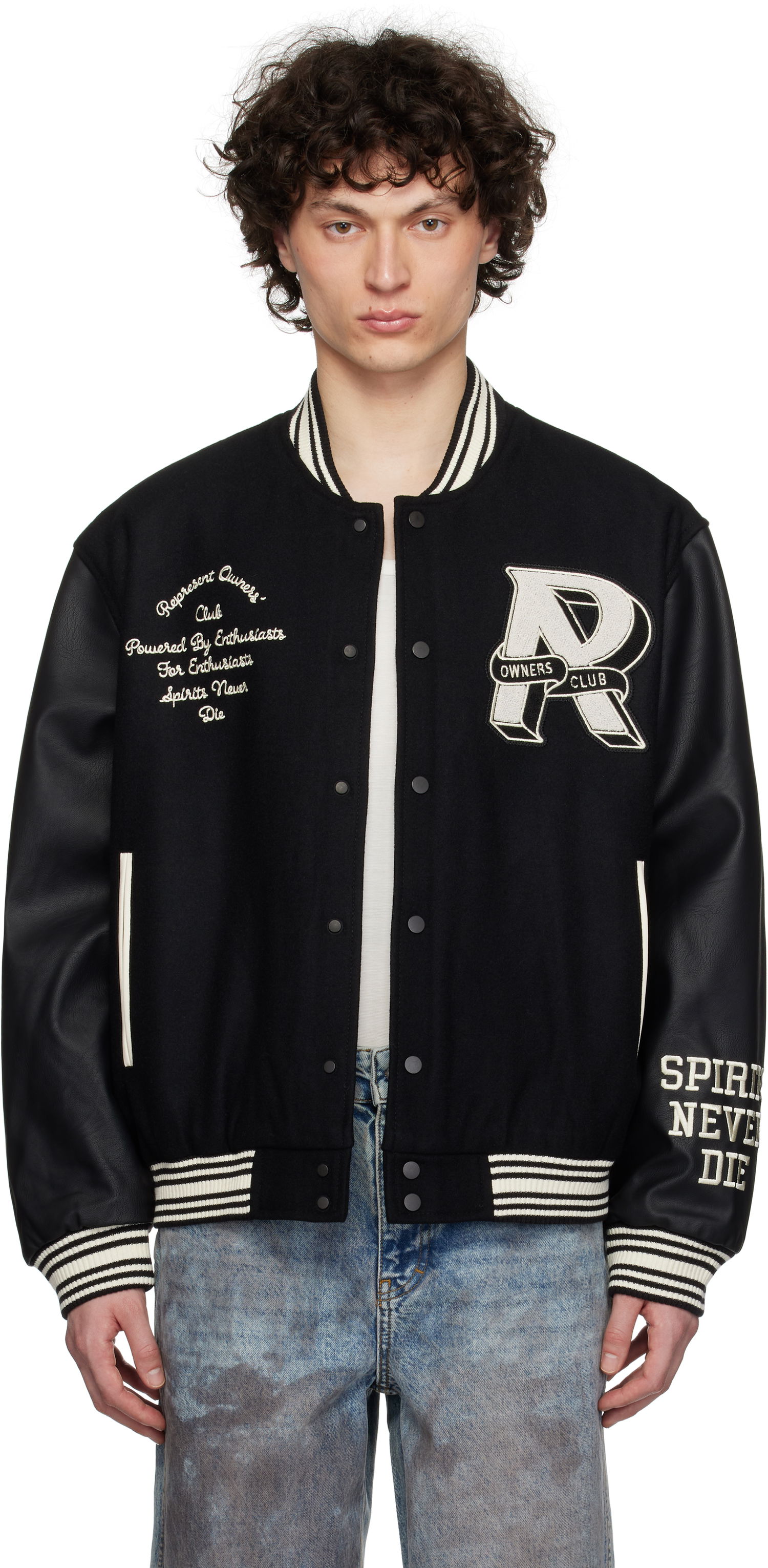 Яке бомбър Represent Clo Represent 'Owners Club' Varsity Bomber Jacket Черно | MLM100231, 0