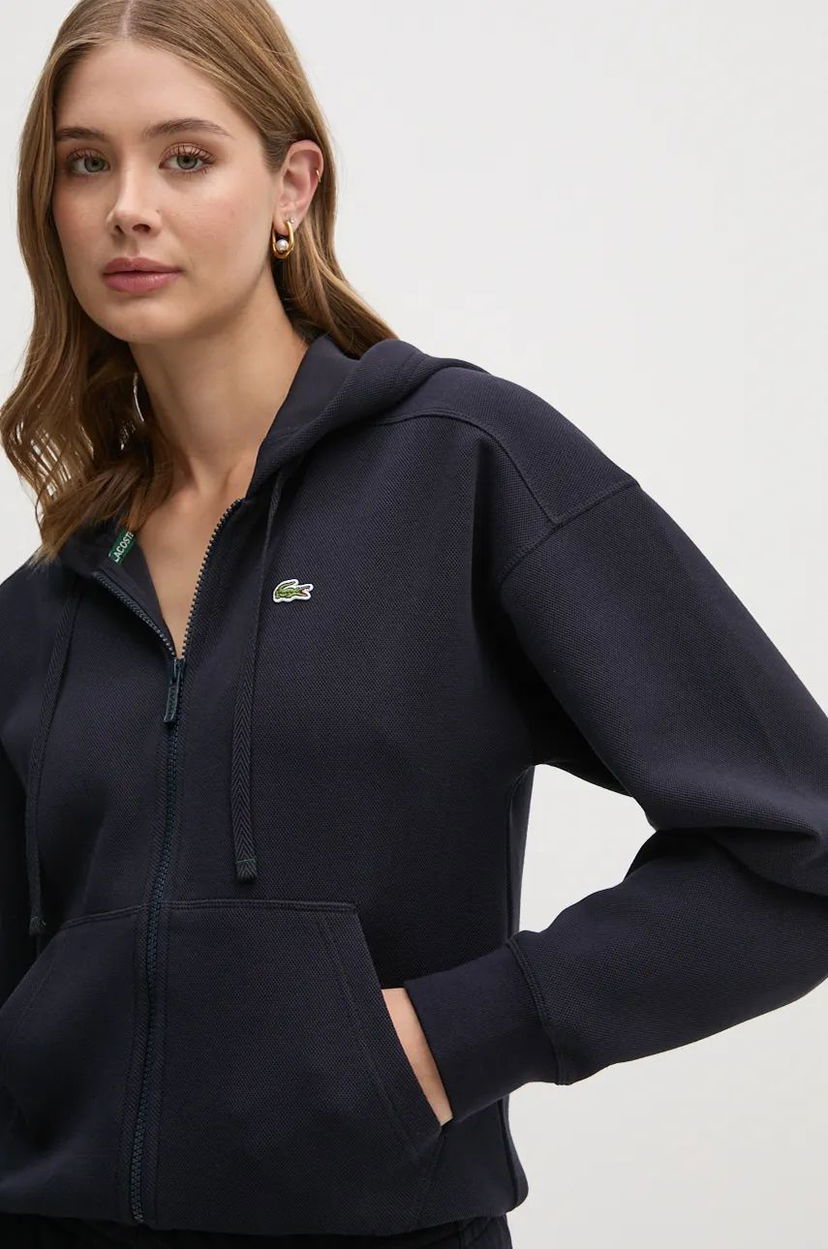 Суитчър Lacoste Navy Blue Zip-Up Hoodie With Applique Синьо | SF2669