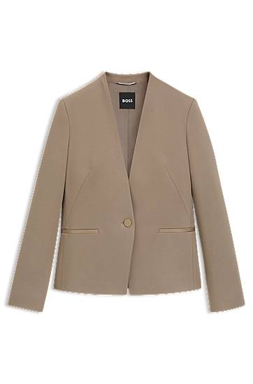 Яке BOSS Collarless Regular-Fit Blazer Бежово | 50541998, 0