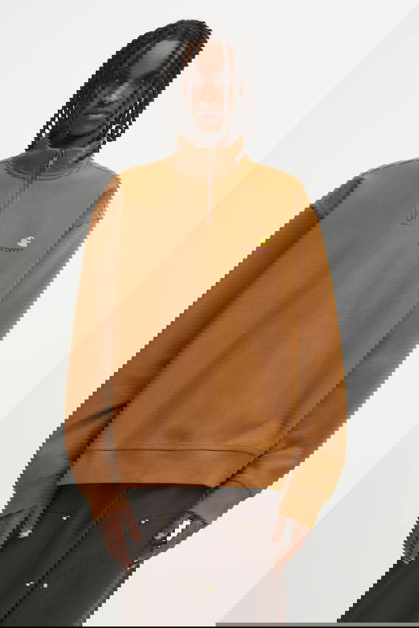 Суитчър Carhartt WIP Half Zip American Script Sweatshirt Кафяво | I027014.HZXX, 0