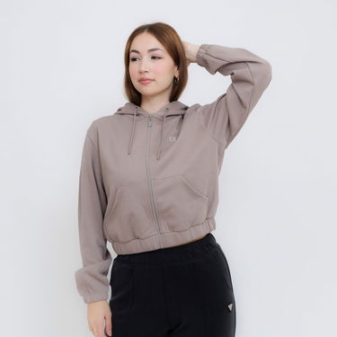 Суитчър GUESS Guess Roberta Full Zip Cropped Hoodie Кафяво | V5RQ20KC3D2-A120, 3
