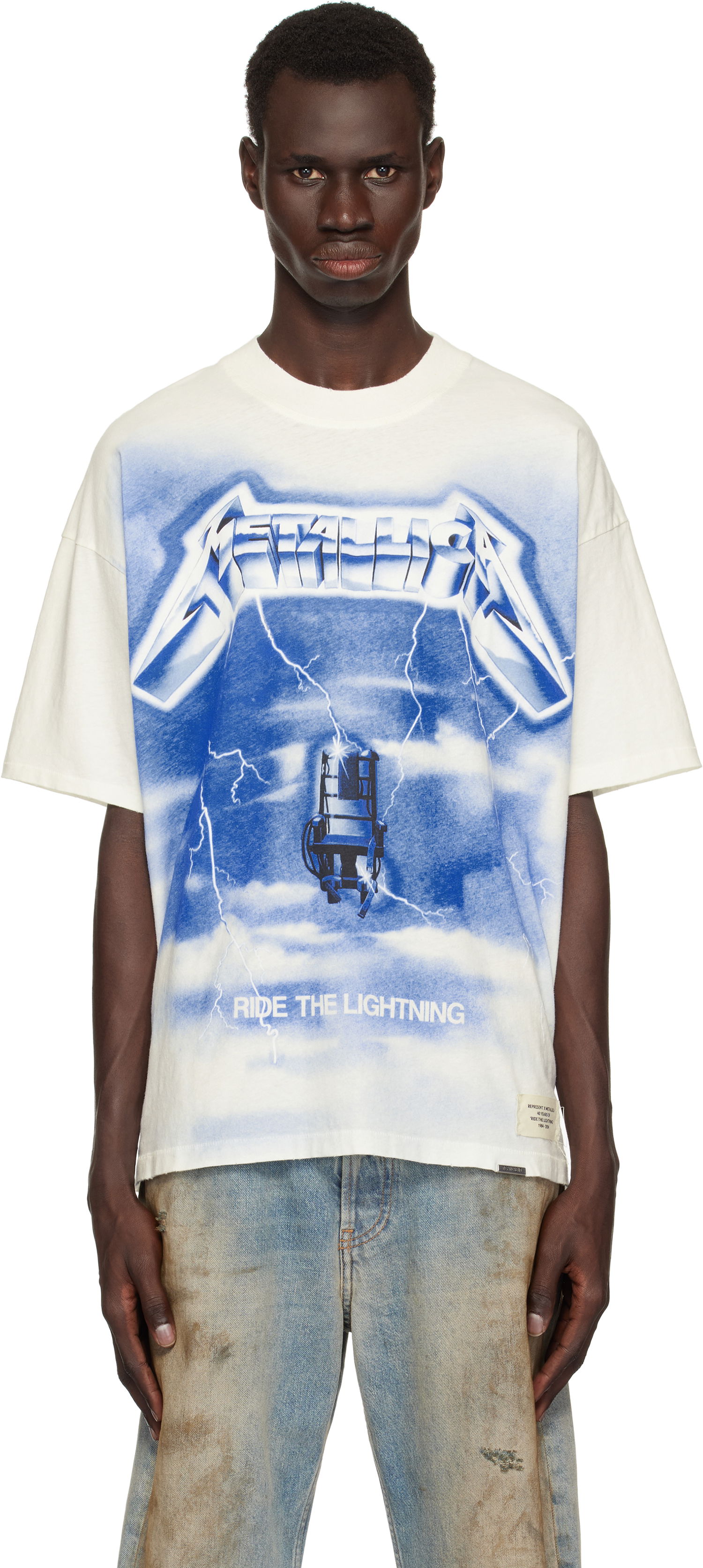 Тениска Represent Clo Represent 'Metallica Ride the Lightning' Graphic Print T-Shirt Бяло | MLM4382, 0