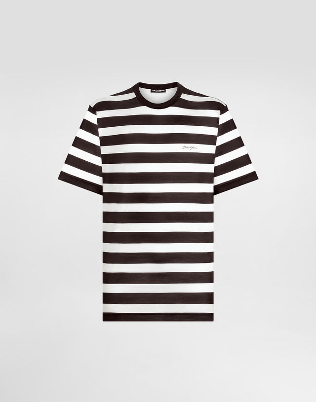 Dolce & Gabbana Striped Short-Sleeved Silk Jersey T-Shirt