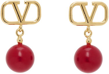 Обеци Valentino Garavani VLogo Signature Pearl Earrings "Gold" Червено | 4W2J0E36DHC, 0
