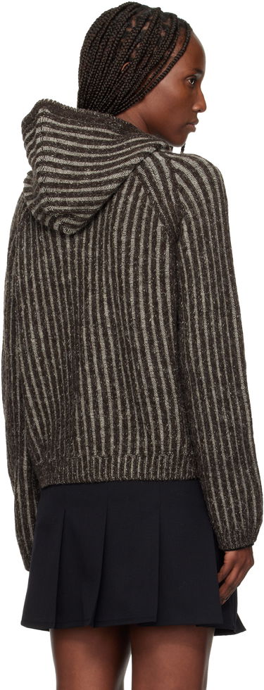 Суитчър OUR LEGACY Striped Knit Full-Zip Level Hoodie Кафяво | W4253LV, 2