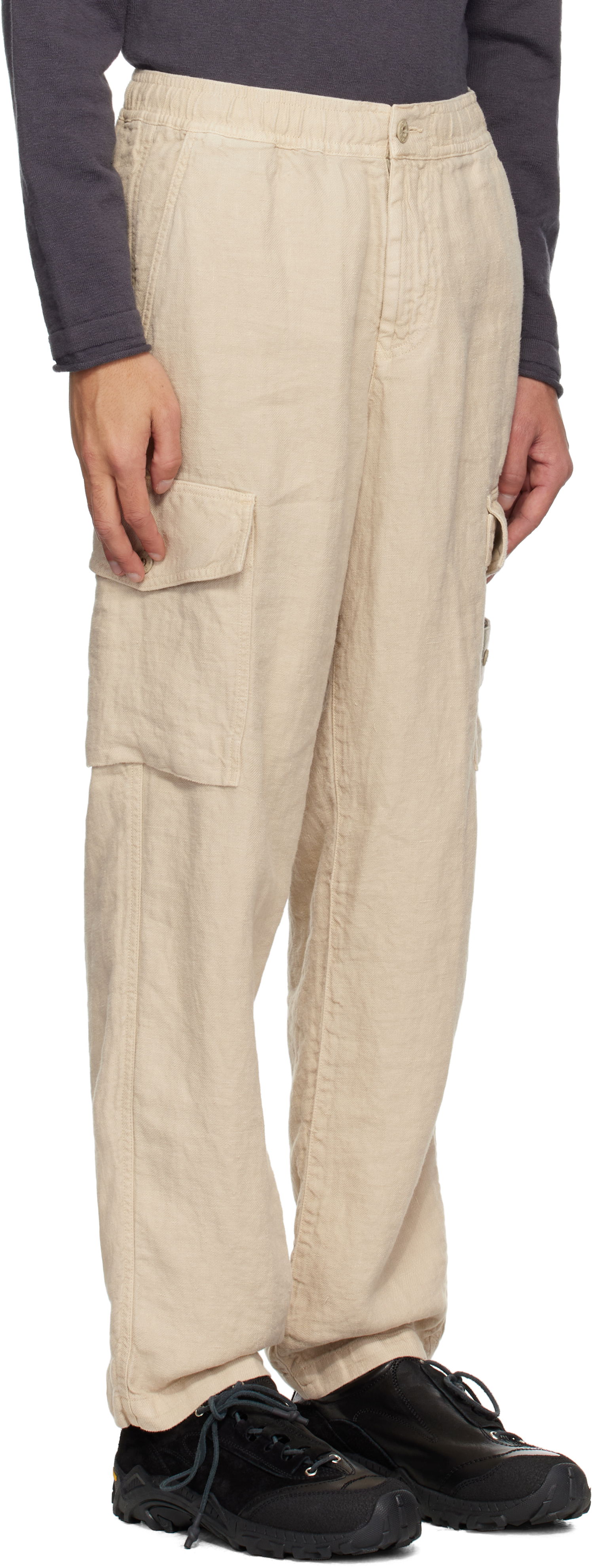 Карго панталони Stone Island Stone Island Diagonal Linen Cargo Pants Бежово | K1S15 3100029 S00F8, 1