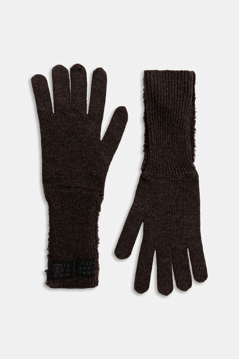 Ръкавици Maison Margiela MM6 Maison Margiela Long Knitted Wool Blend Gloves Кафяво | S62TS0078.M13198.144