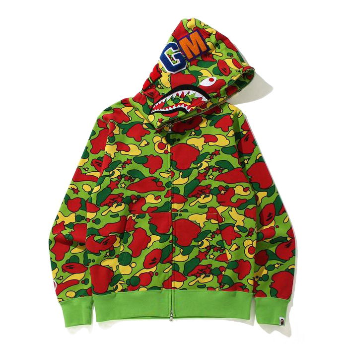 Суитчър BAPE Sta Camo Shark Full Zip Hoodie Зелено | 1H80-115-004, 0