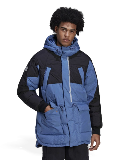 Пухо яке adidas Originals Adventure Down Regen Hooded Puffer Jacket Синьо | HL6745