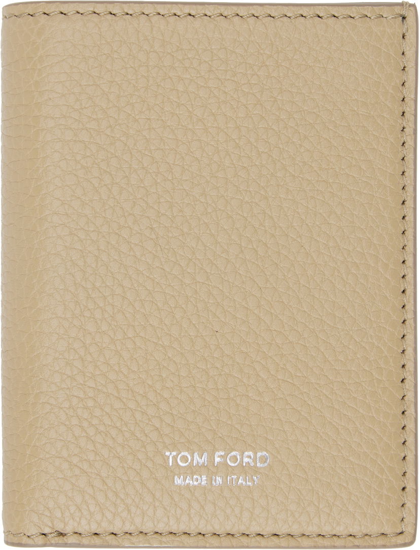 Портфейл Tom Ford Grain Leather Folding Card Holder Бежово | Y0279-LCL158S