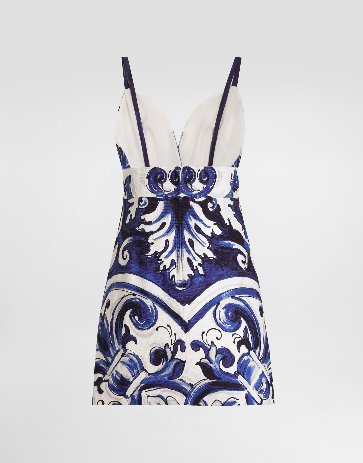Pокля Dolce & Gabbana Dolce & Gabbana Majolica-Print Cotton Mini Dress Синьо | I6KH1WFPFSTHB5DQ, 1