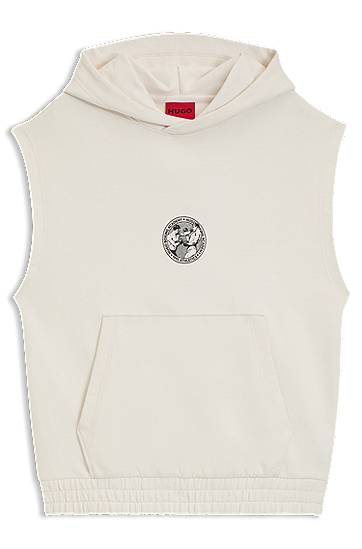 Суитчър BOSS Sleeveless Hoodie with Boxing Graphic Бяло | 50542433, 0