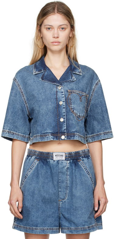 Риза Moschino Jeans Cropped Denim Shirt Синьо | 242K1A0202, 0