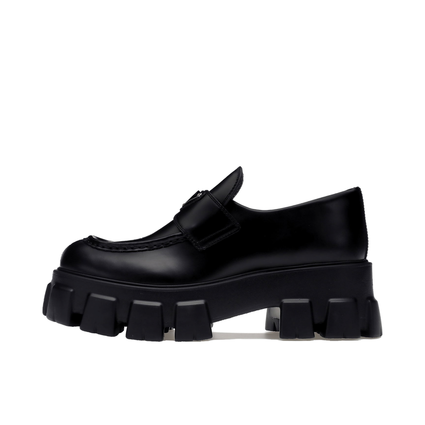 Кецове и обувки Prada Monolith 55mm Loafer Black Brushed Leather Черно | 1D649M_B4L_F0002_F_B055