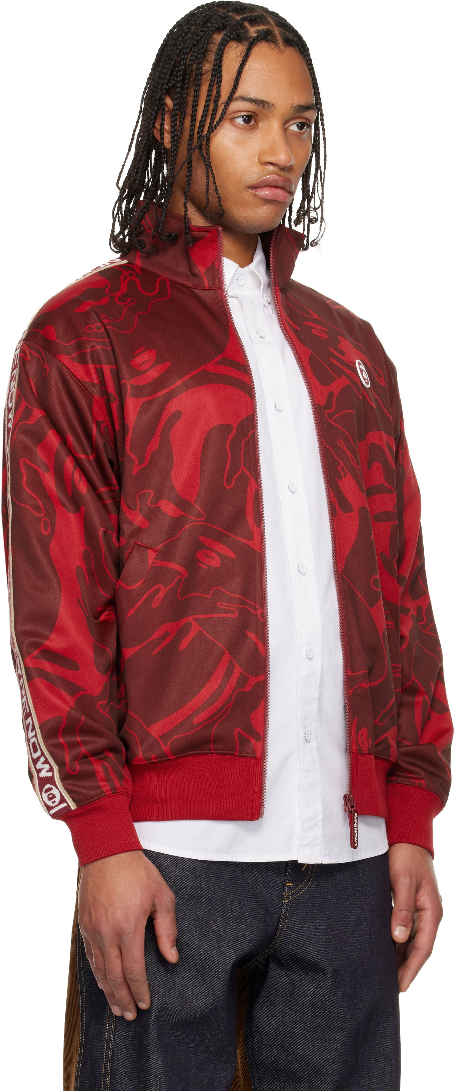 Яке AAPE by A Bathing Ape 'AAPENOW' Moonface Camo Zip-Up Track Jacket Червено | AAPSWMC347XXPRDZ, 1