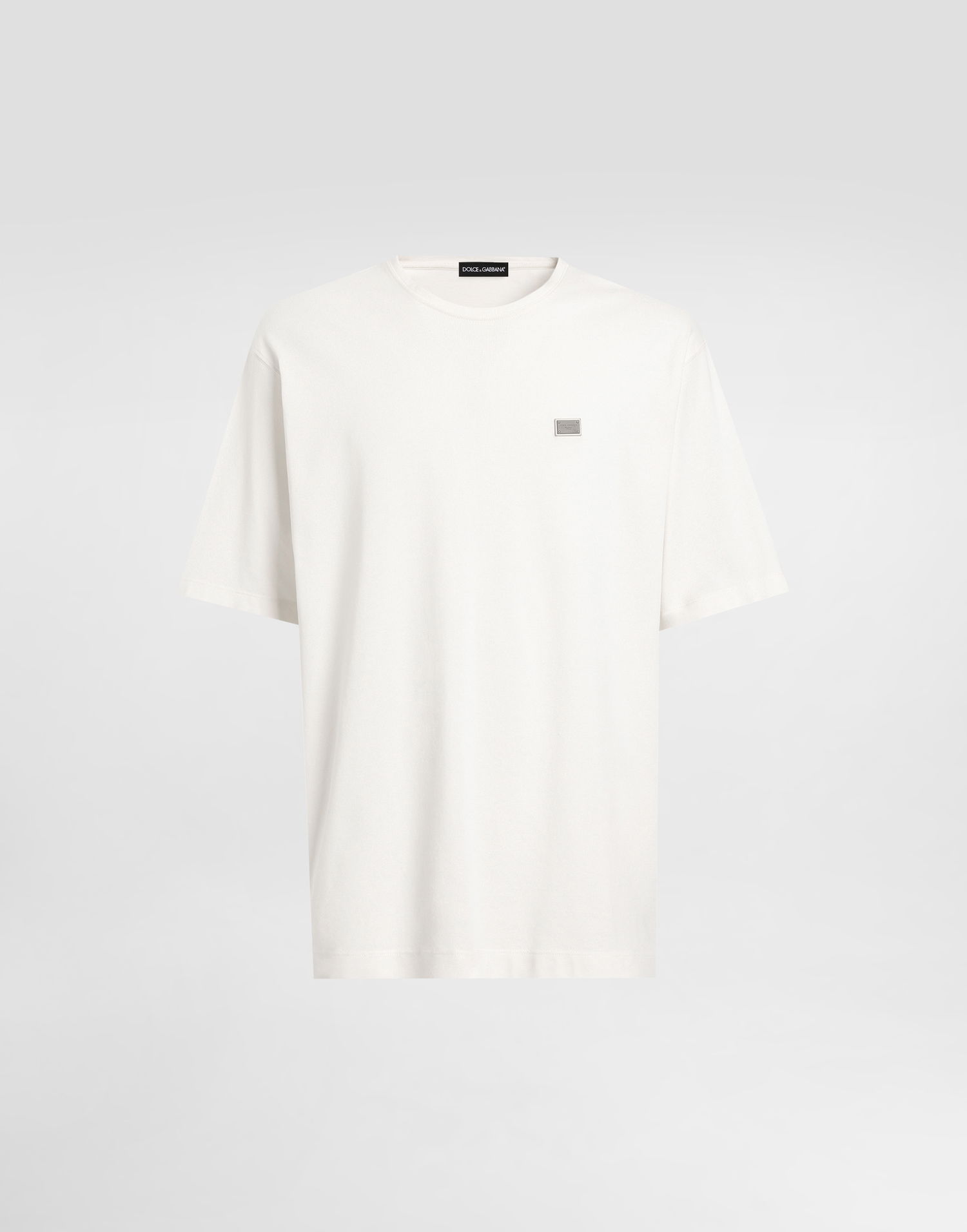 Тениска Dolce & Gabbana Dolce & Gabbana Cotton T-Shirt with Metal Tag Бяло | G8SE3TFU7ENA4567, 0
