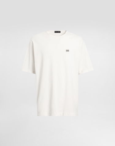 Тениска Dolce & Gabbana Dolce & Gabbana Cotton T-Shirt with Metal Tag Бяло | G8SE3TFU7ENA4567, 0