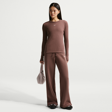 Тениска Nike Long Sleeve Ribbed Tight T-shirt NSW Кафяво | IH7691-502, 2