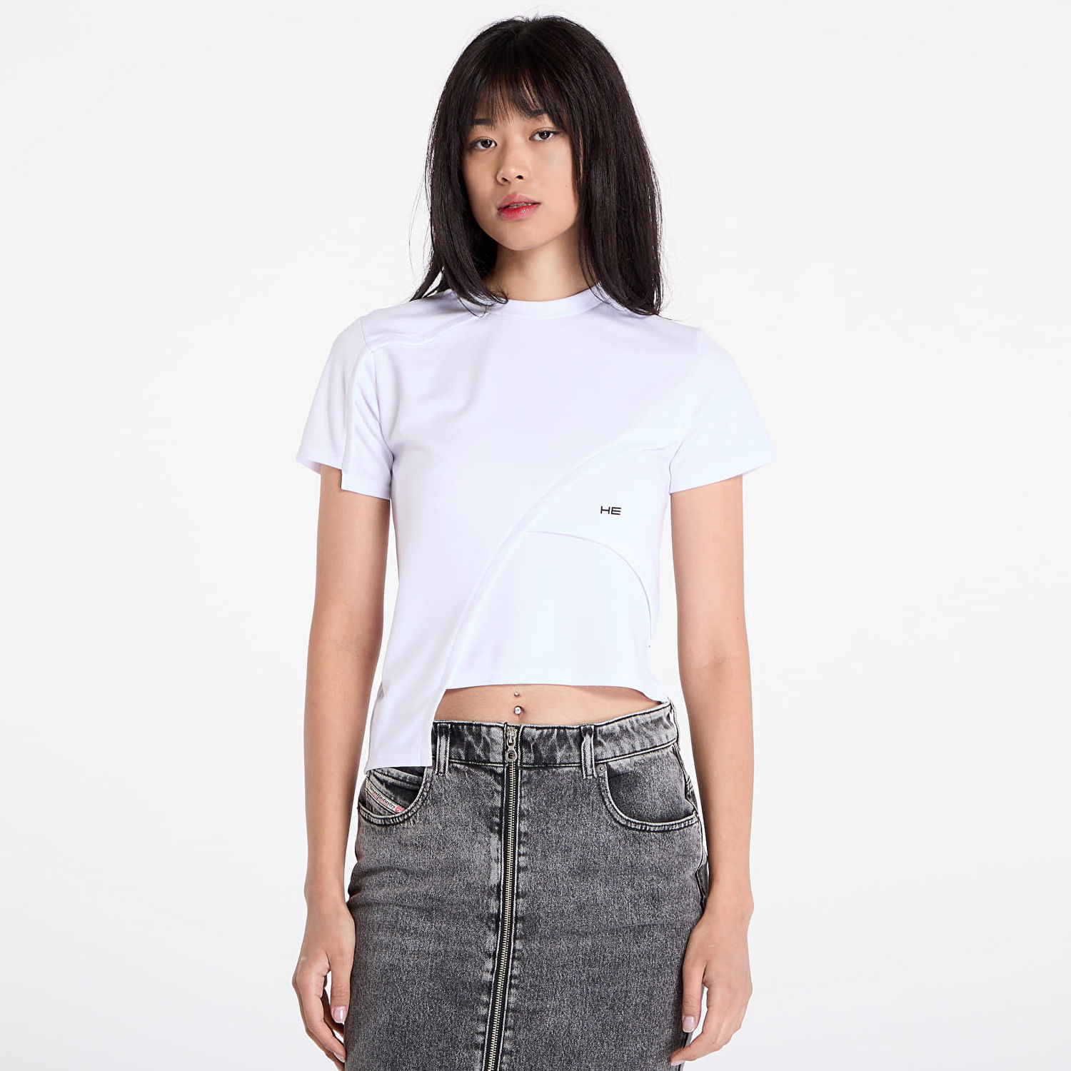 Съкратен топ HELIOT EMIL Deconstructed Cropped T-Shirt Бяло | HE_W_09_024_PL03_WHT02, 0