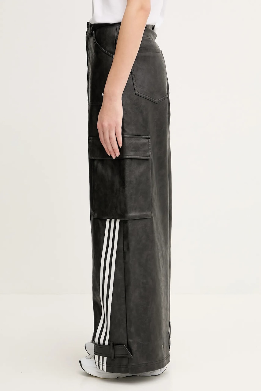 Карго панталони adidas Originals adidas Originals Faux Leather High Waist Wide Leg Cargo Pants Черно | JX9226, 1