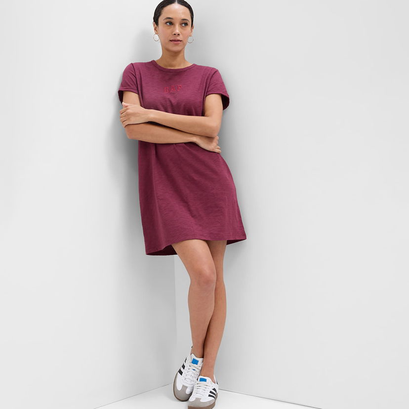 Pокля GAP GAP Shortsleeve Logo Dress Бургунди | 756553-00