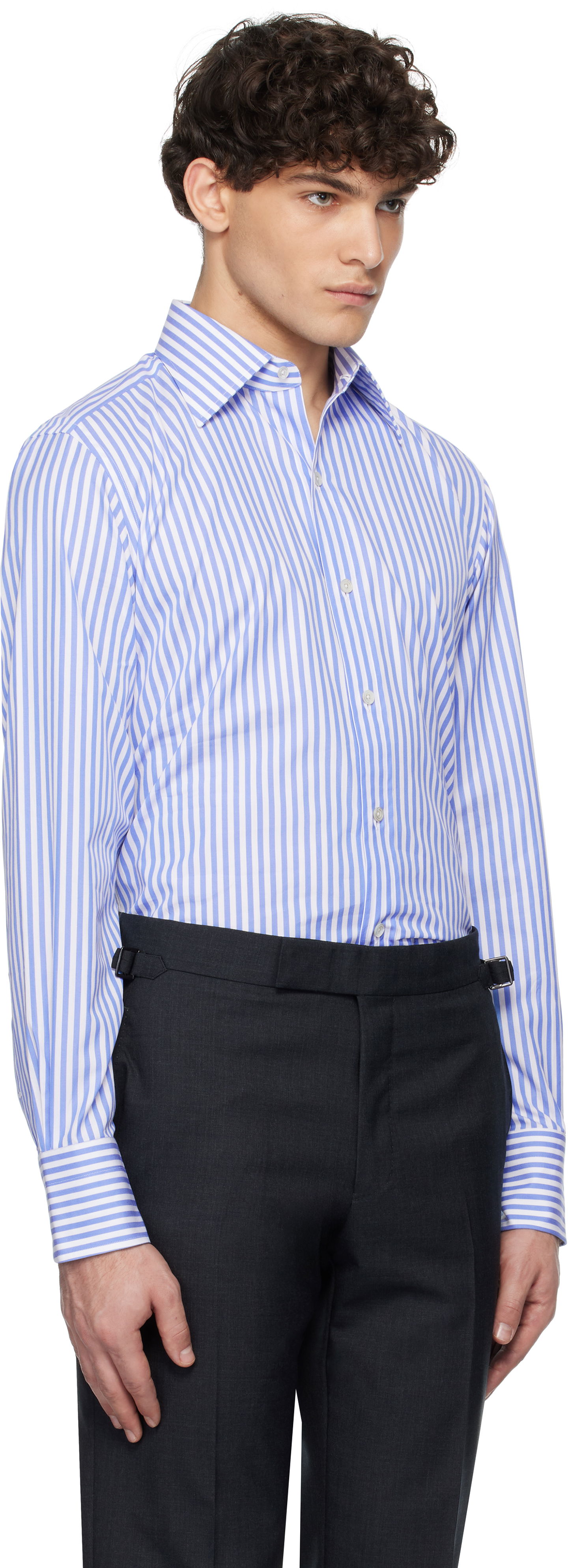 Риза Tom Ford TOM FORD Ladder Stripe Slim Fit Shirt Синьо | HSBC01-CGP75, 1