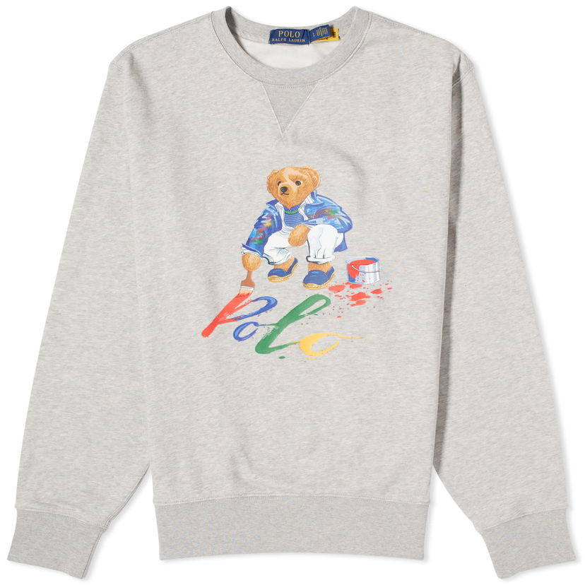 Суитчър Polo by Ralph Lauren Painting Bear Crew Sweat "Andover Heather" Сиво | 710853308029