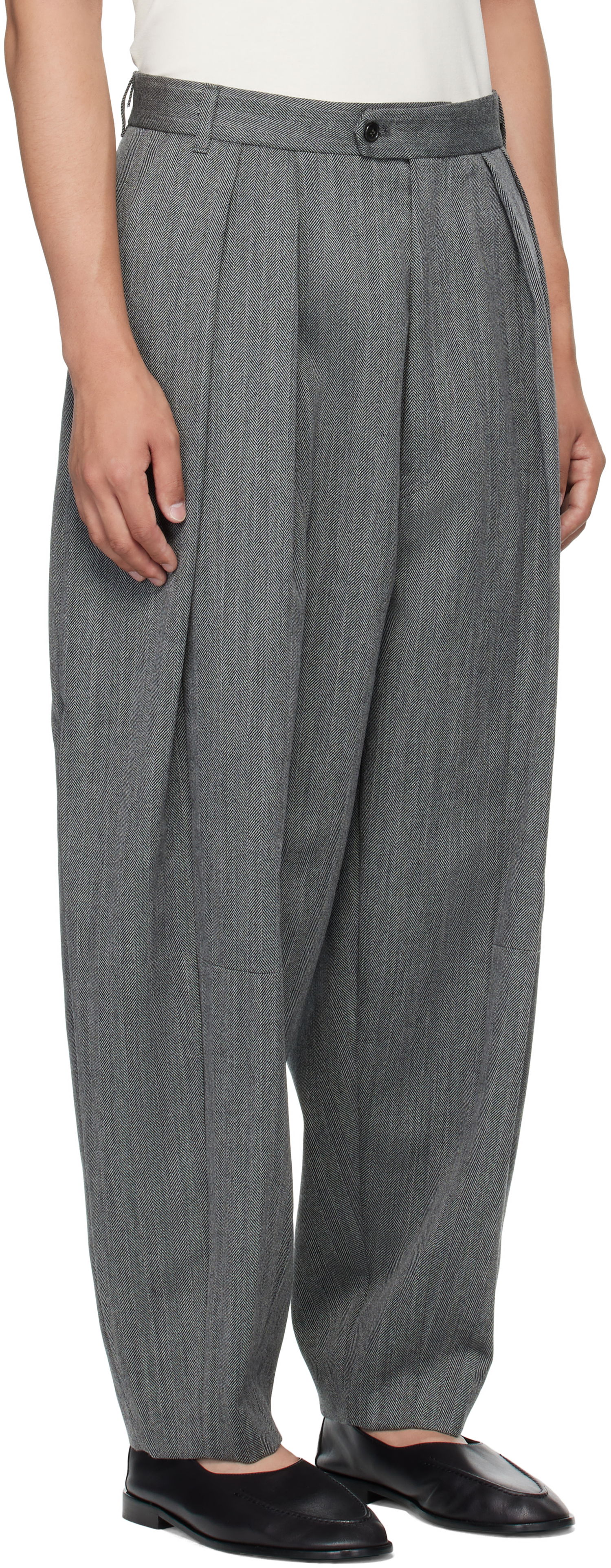 Панталони HED MAYNER Hed Mayner Pleated Wide-Leg Wool Trousers Сиво | HMMB30042A-HB103, 1