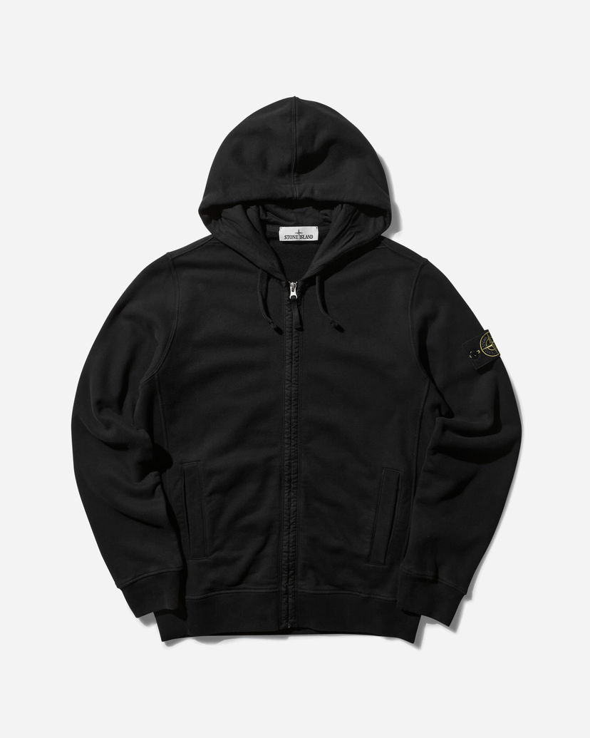 Суитчър Stone Island Brushed Cotton Fleece Zip Hoodie Черно | 811563520 V0029