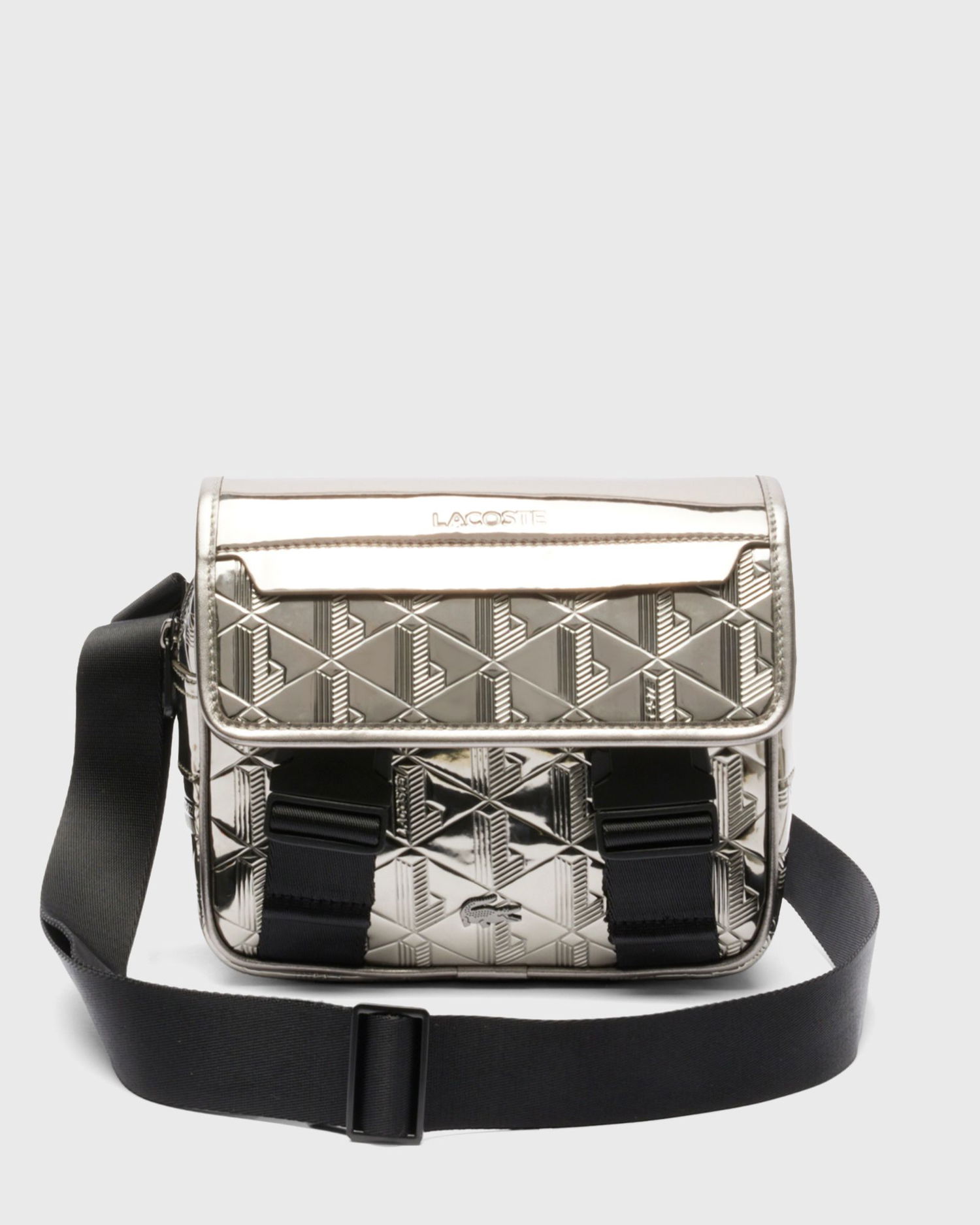 Чанта през рамо Lacoste Metallic Embossed Geometric Messenger Bag Металик | NU4962BG-Q83, 0