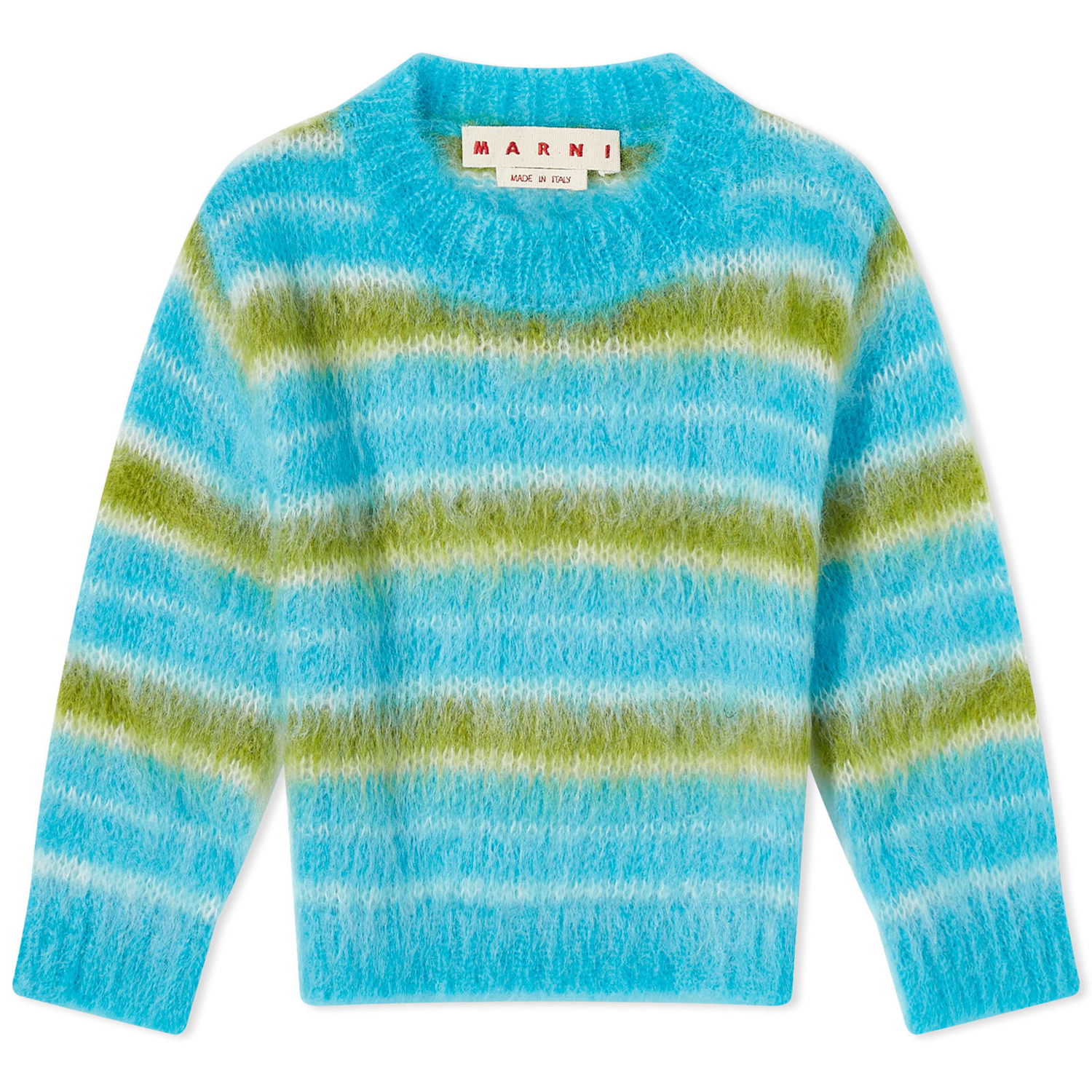 Пуловер Marni 3/4 Sleeve Brushed Multicolor Stripes Cropped Sweater "Cobalt" Тюркоазено | GCMD0503Q0-RGB44, 0