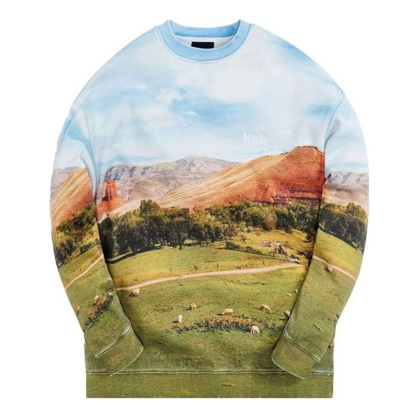 Суитчър KITH KITH Valley Graphic Print Crewneck Sweatshirt Синьо | KHM030343-101