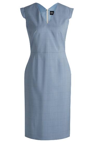 Virgin Wool Check Bodycon Dress