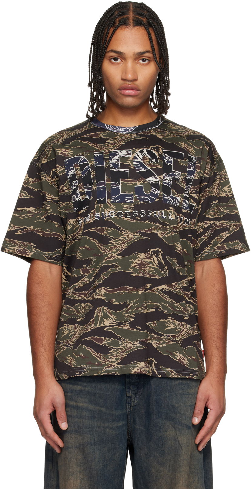 Тениска Diesel Tiger Stripe Camouflage Graphic T-Shirt Многоцветен | A19343-0AJFJ-51FA
