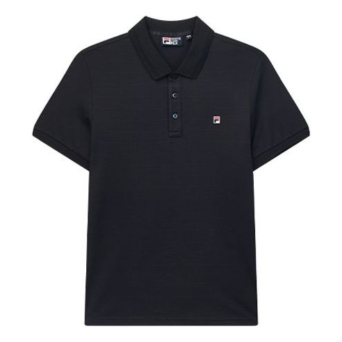 Поло тениска FILA Logo Embroidered Short Sleeve Polo Черно | F11M028142F-NV