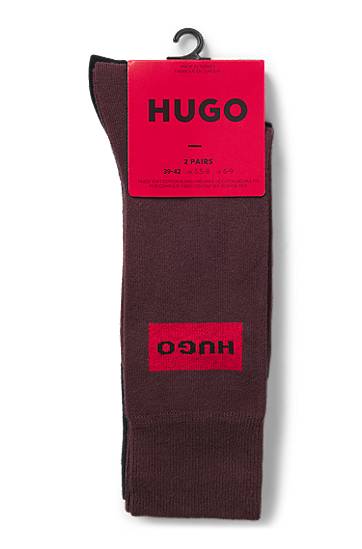 Чорапи BOSS Two-pack of regular-length socks with logo labels Бургунди | 50543167, 1