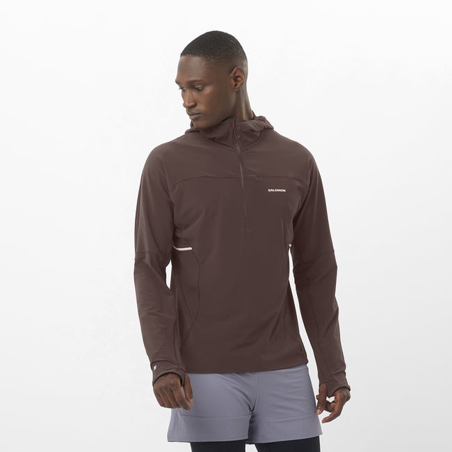 Суитчър Salomon Sense Aero Hybrid Hoodie Кафяво | LC2429500, 0