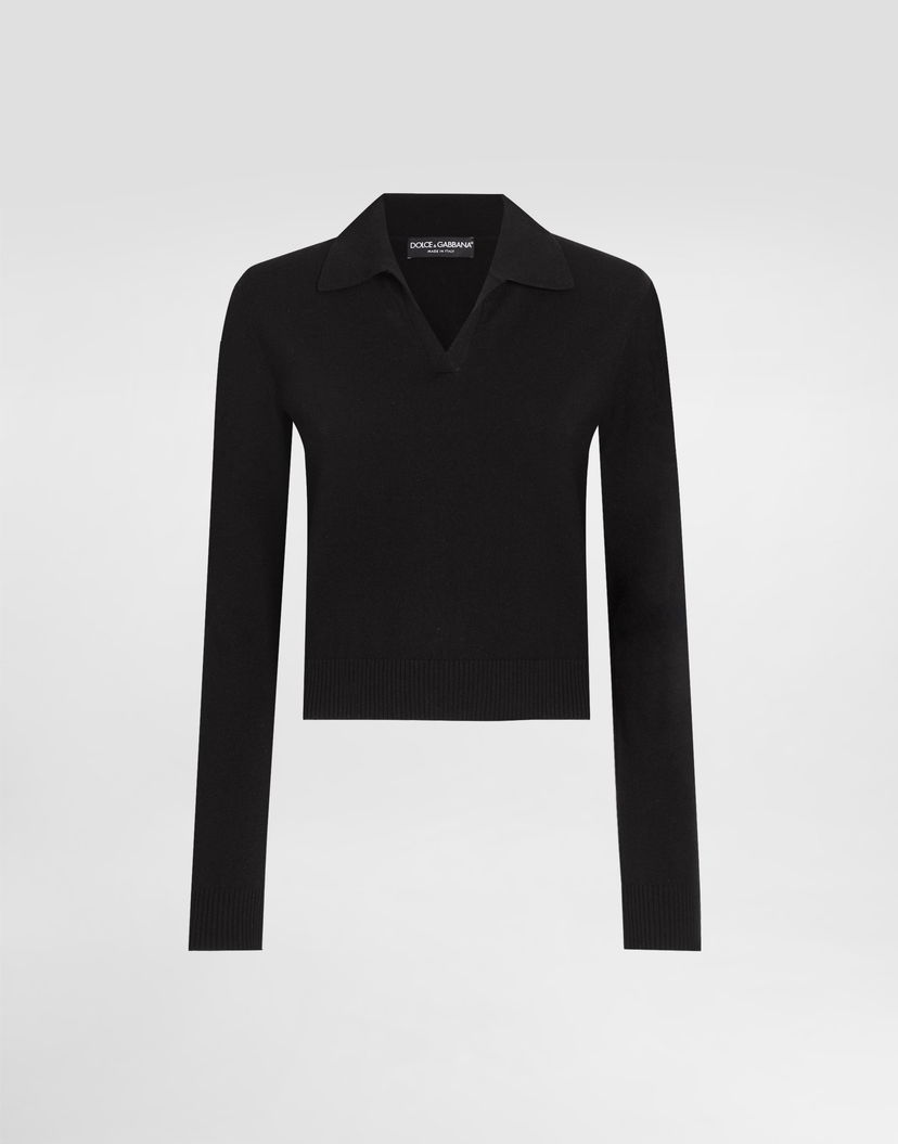 Пуловер Dolce & Gabbana Dolce & Gabbana Cashmere Polo Pullover Черно | FXZ33ZJDVC2N0000