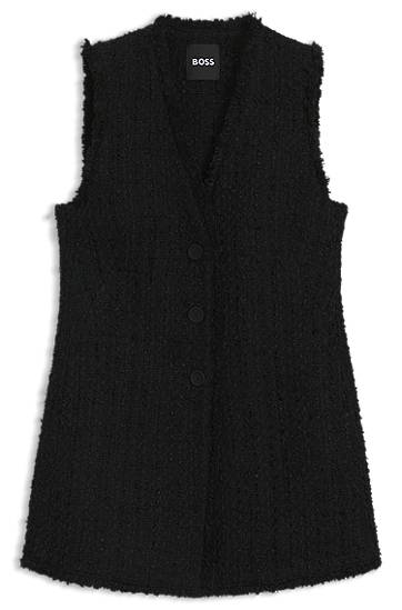 Sleeveless Regular-Fit Velvet Tweed Blazer