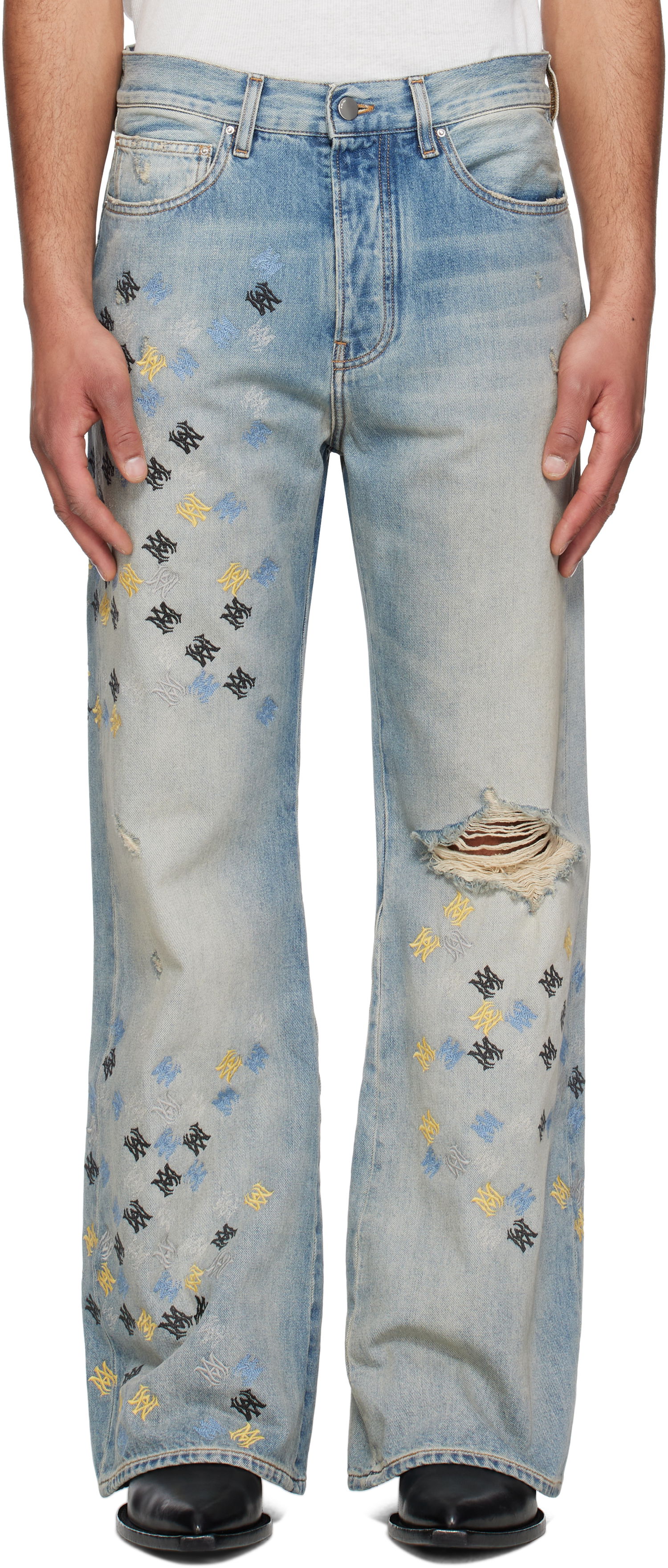Дънки AMIRI AMIRI MA Quad Embroidered Flare Jeans Синьо | AMDNFR1015, 0