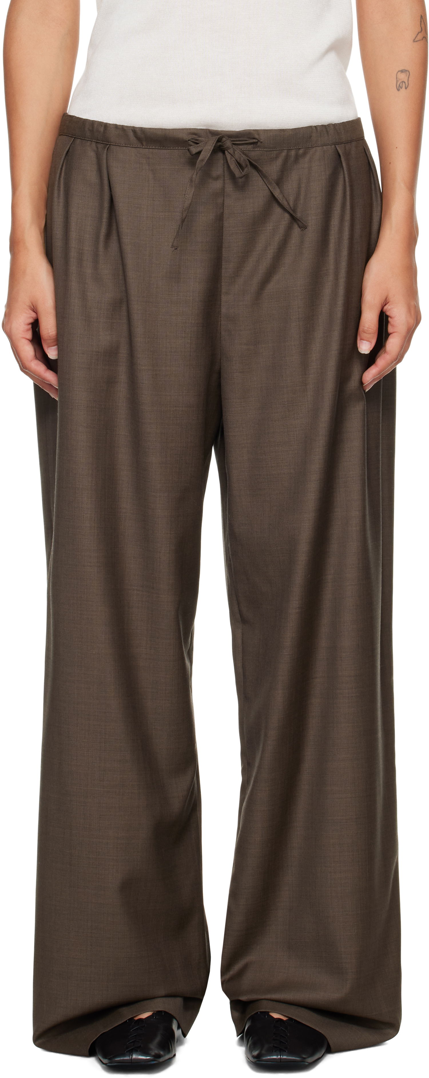Панталони Loulou de Saison Loulou de Saison Cove Elastic Waisted Trousers Кафяво | COVE LDS, 0