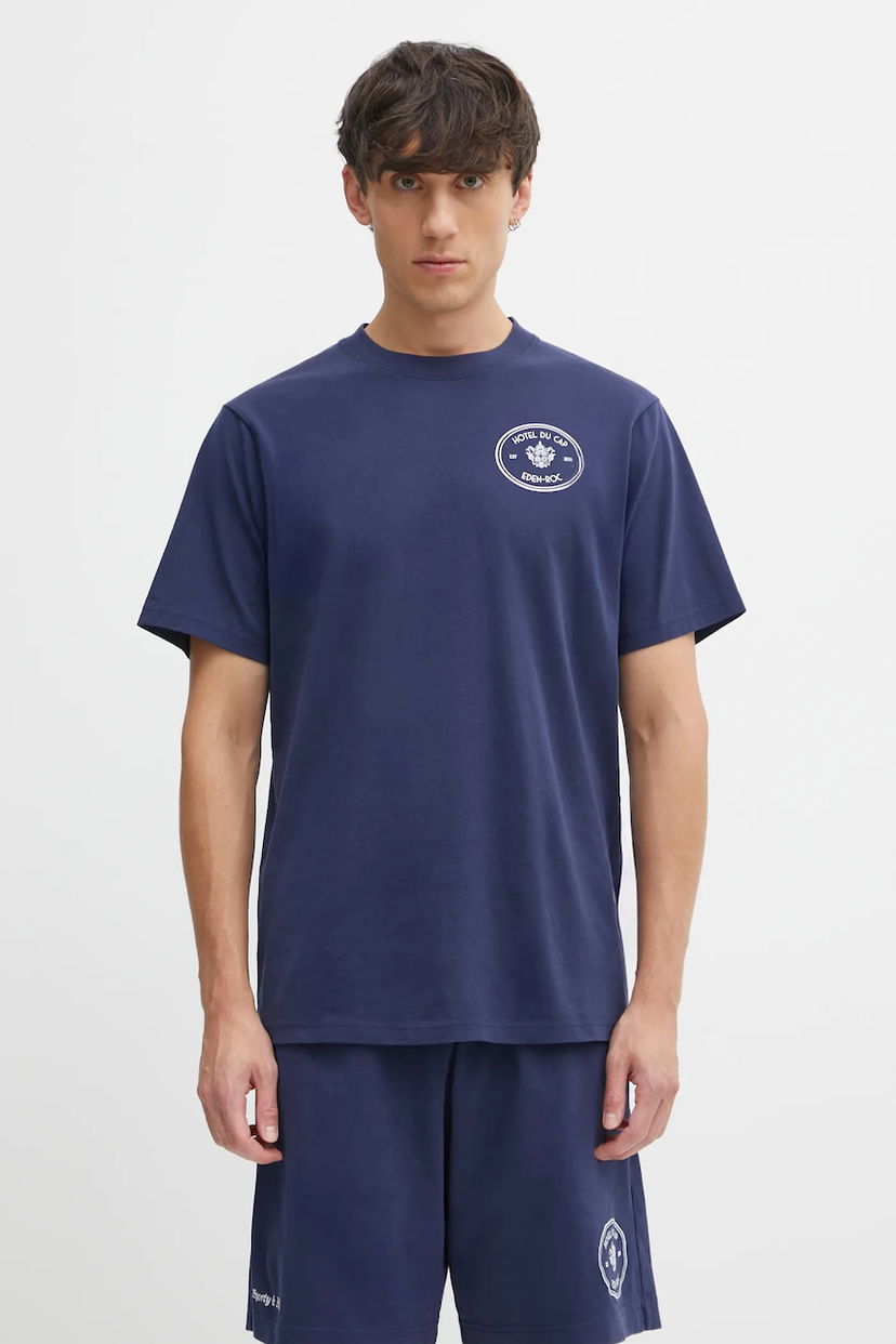 Тениска Sporty & Rich Cotton T-Shirt with Print Kennedy Crest Тъмно синьо | TO04360666BL106