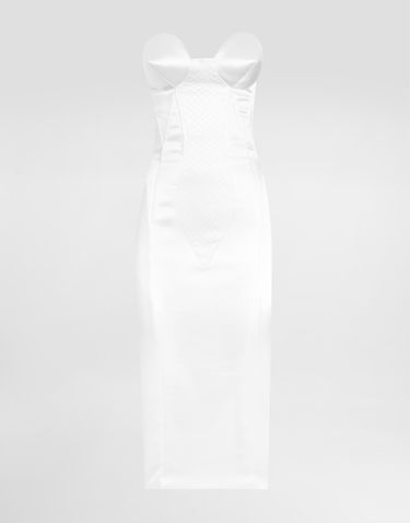 Pокля Dolce & Gabbana Dolce & Gabbana Strapless Satin Corset Dress Бяло | F6TSETFURADW0800, 0