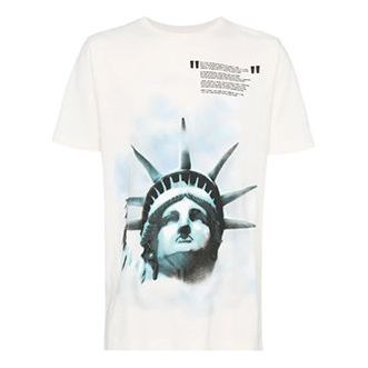 Тениска Off-White Off-White Liberty Cotton T-Shirt Бяло | OMAA027E181850150210, 0